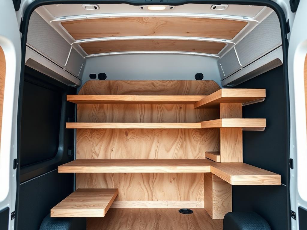 Estanterías de Madera Modulares instalado en furgoneta